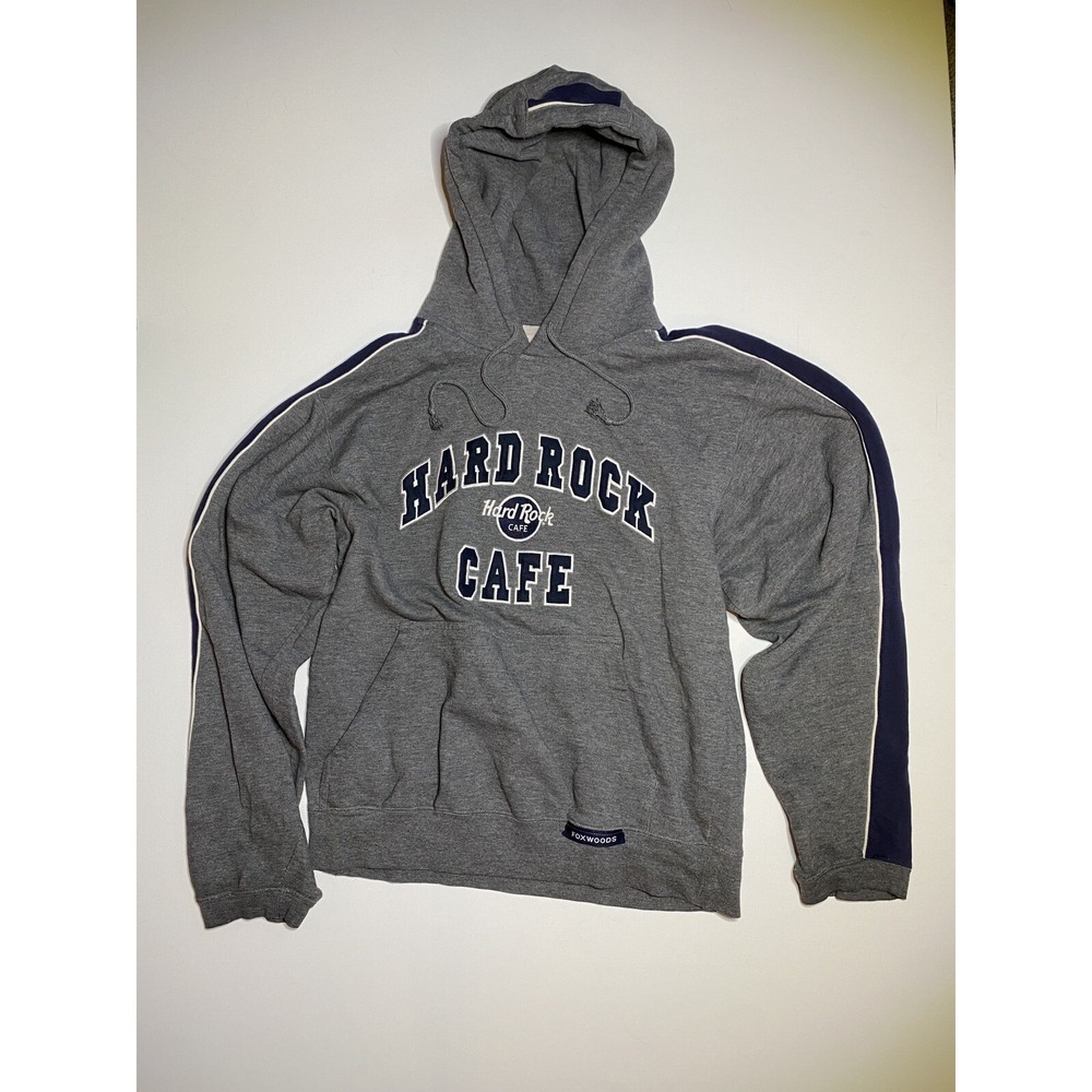 Vintage Hard Rock Cafe Foxwoods Hoodie Mens Small Gray Spell Out Pullover